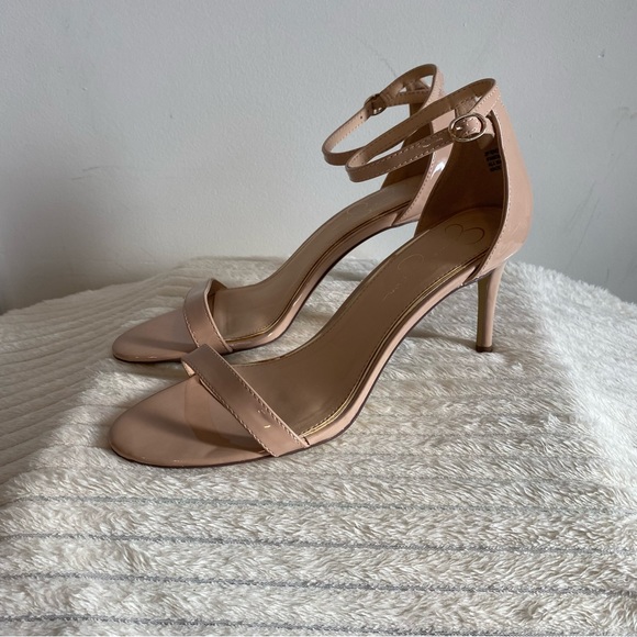 Jessica Simpson Shoes - Jessica Simpson Edeena Patent Nude Ankle Strap Sandal Heels Size 8.5